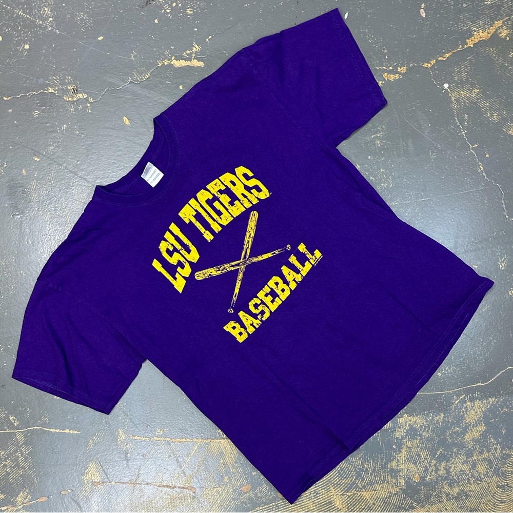 LSU Tigers Louisiana State Baseball NCAA Shirt XL Golden Rod Yellow Purple